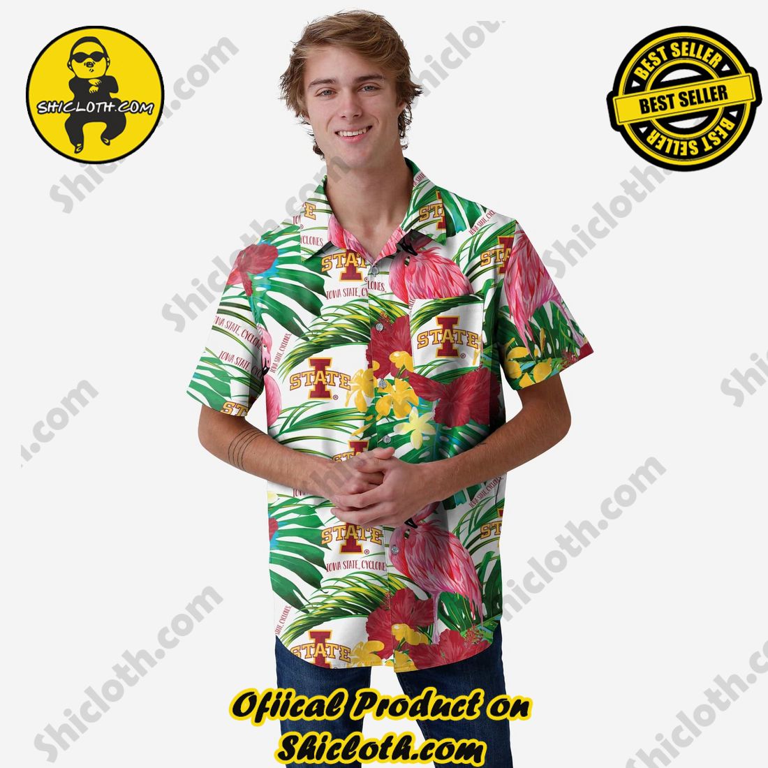 TOP TRENDING Hawaiian Shirt And Short in Shicloth !!! 17 Iowa State Cyclones Flamingo Button Up Shirt