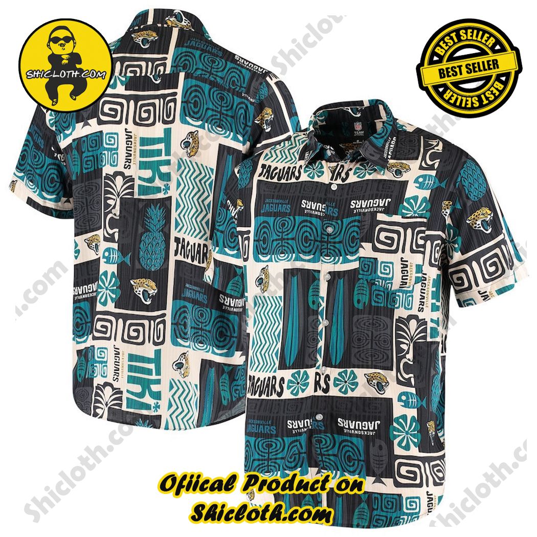 Men's New York Giants Royal/Tan Tiki Floral Button-Up Woven Shirt