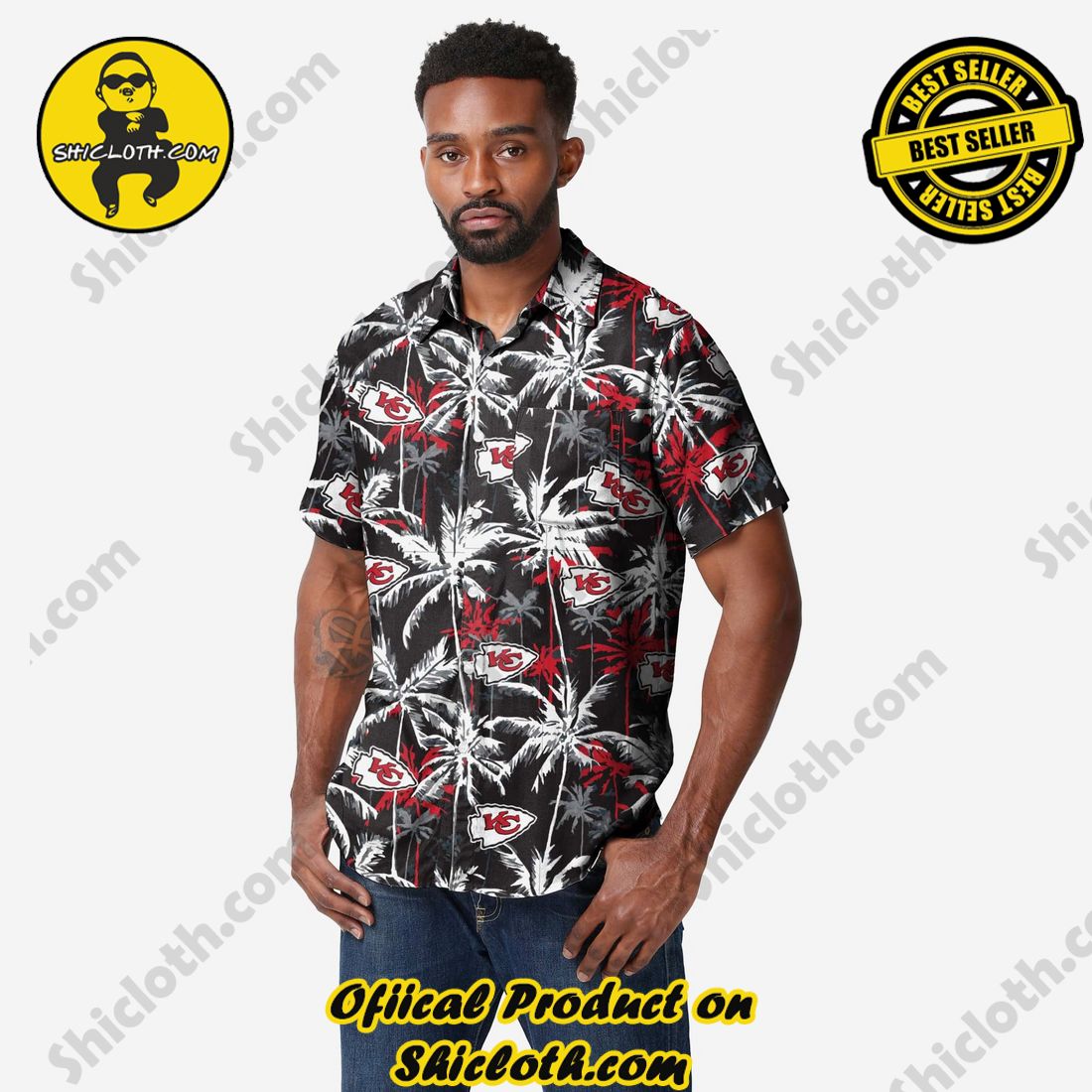 Kansas City Chiefs Black Floral Button Up Shirt