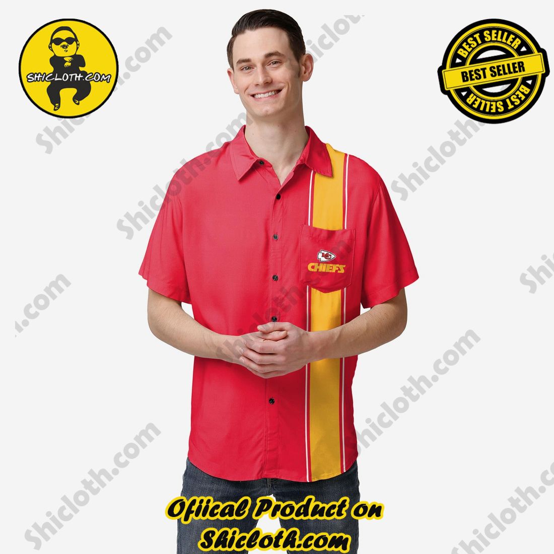 Kansas City Chiefs Bowling Stripe Button Up Shirt
