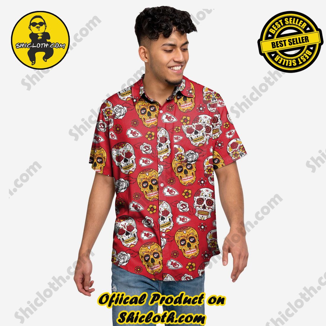 Kansas City Chiefs Day Of The Dead Button Up Shirt