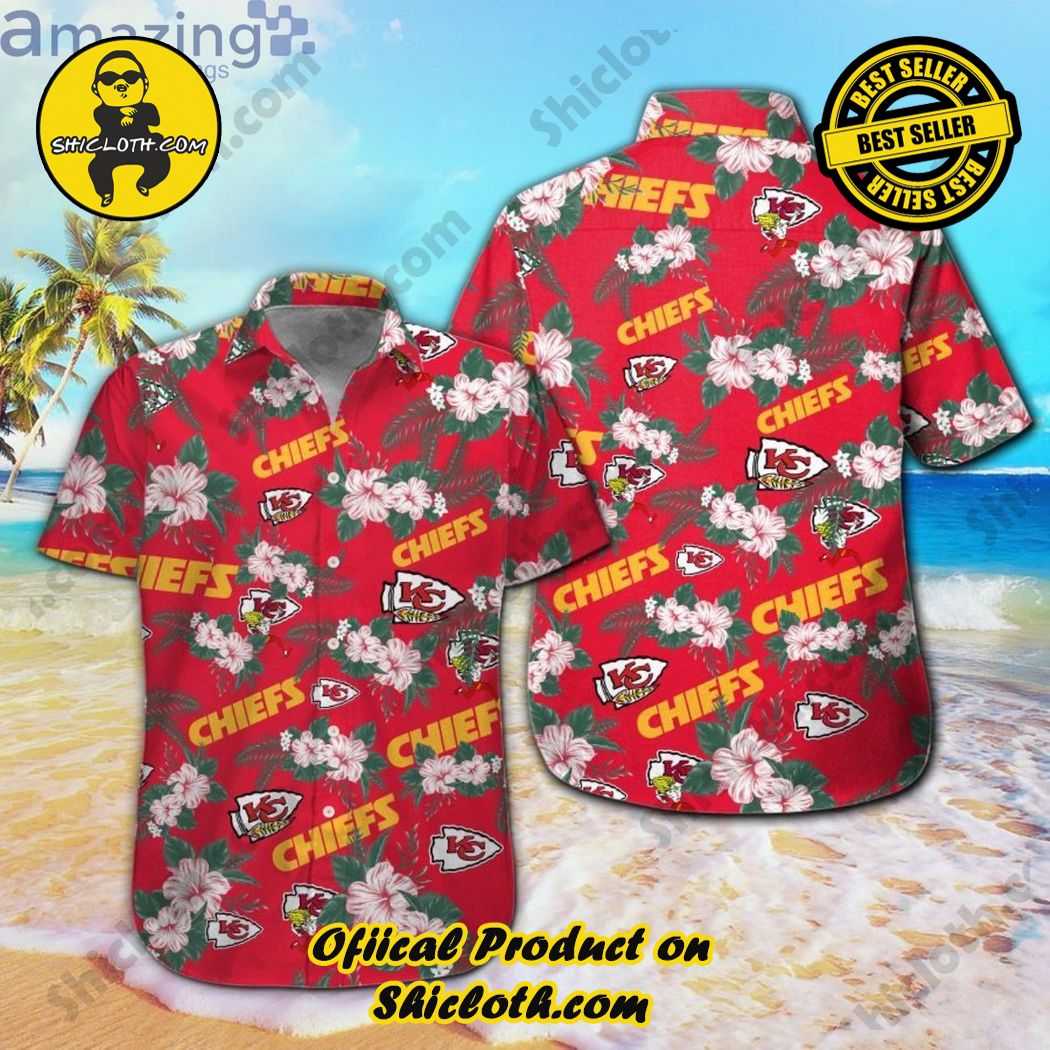 Kansas City Chiefs Hawaiian Shirt Hibiscus Rose, Kansas City Chiefs Apparel  Hawaii Shirt, NFL Hawaiian Shirt