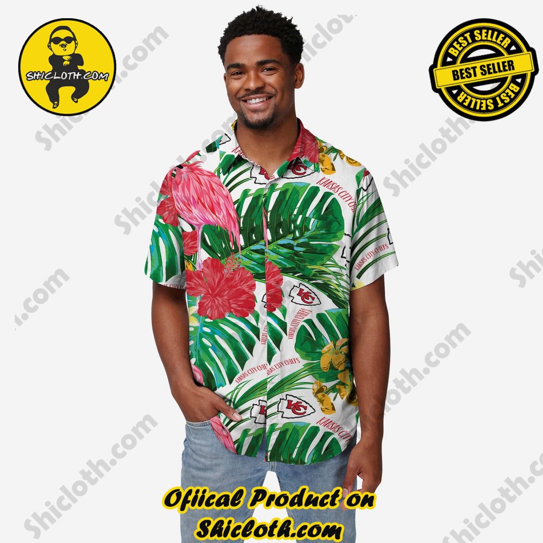 Kansas City Chiefs Flamingo Button Up Shirt