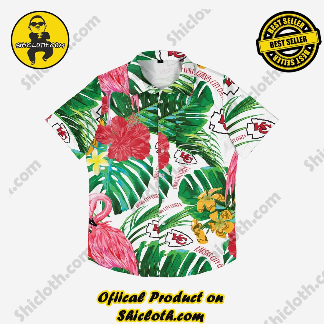 Kansas City Chiefs Flamingo Button Up Shirt 3 Kansas City Chiefs Flamingo Button Up Shirt - Image 3