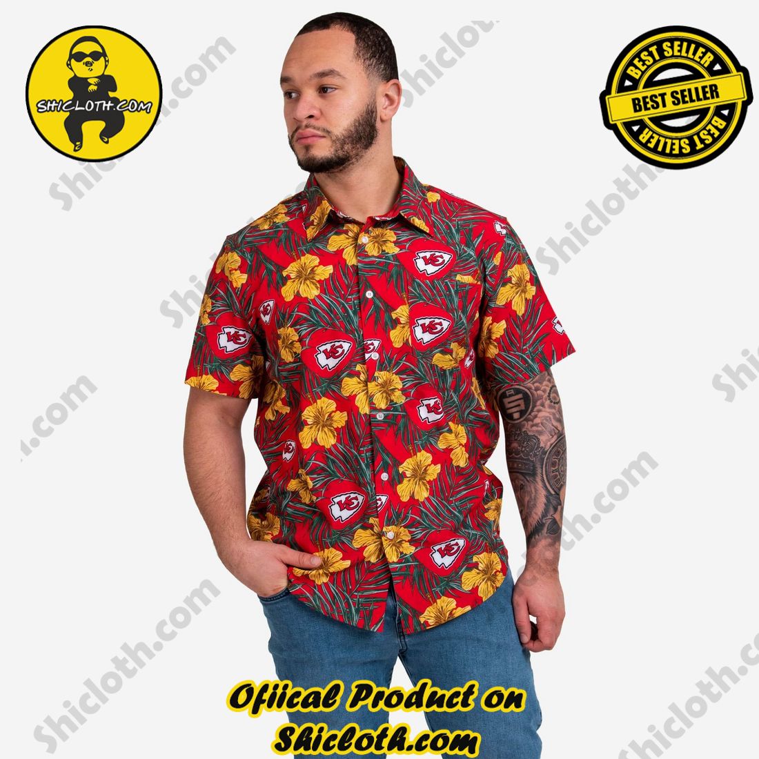 Kansas City Chiefs Hibiscus Button Up Shirt
