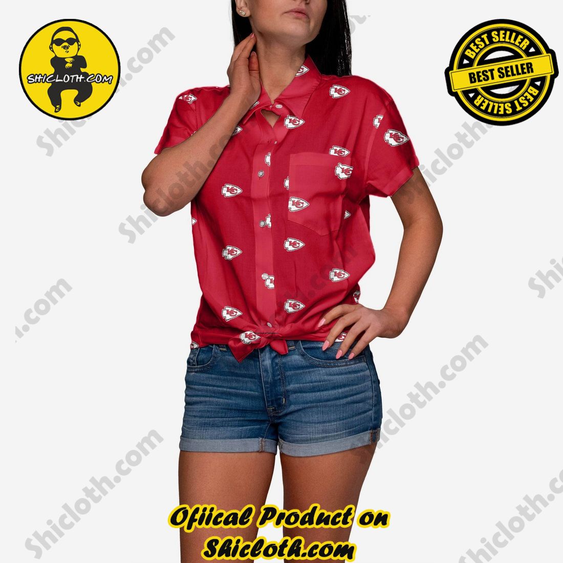 Kansas City Chiefs Logo Blast Womens Button Up Shirt