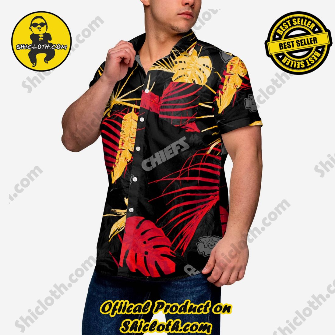 Kansas City Chiefs Neon Palm Button Up Shirt