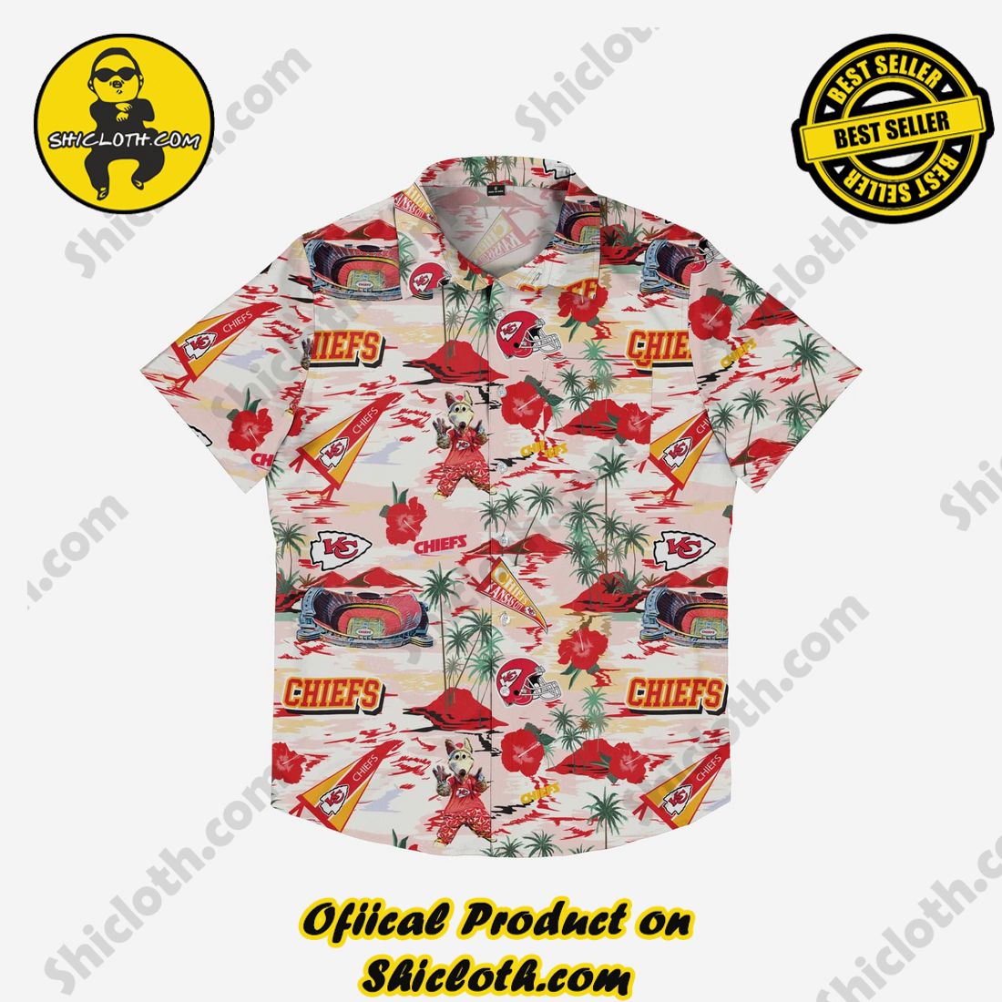 Kansas City Chiefs Thematic Stadium Print Button Up Shirt 3 Kansas City Chiefs Thematic Stadium Print Button Up Shirt - Image 3