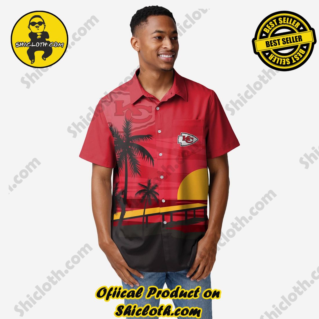 Kansas City Chiefs Tropical Sunset Button Up Shirt