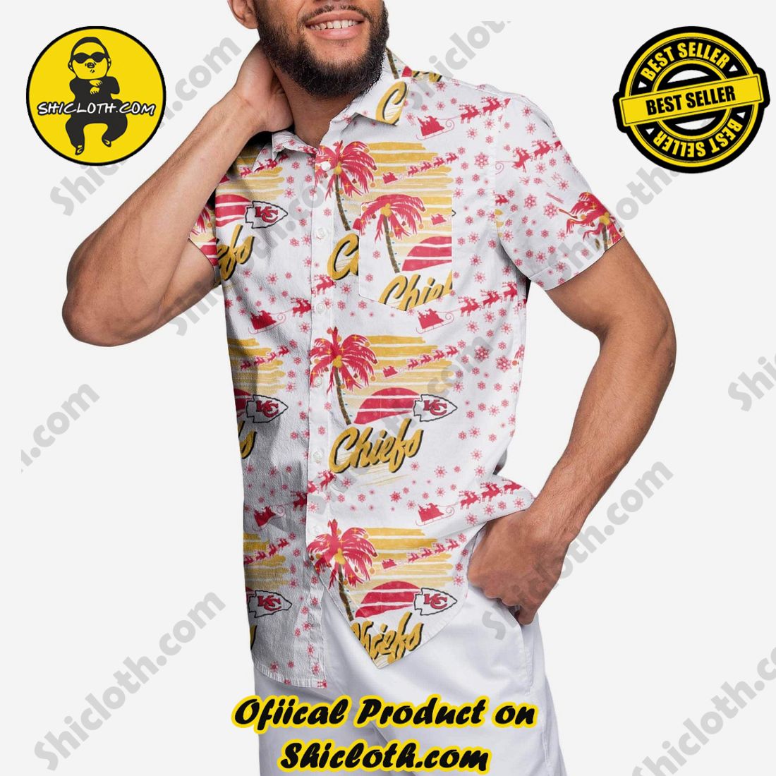 Kansas City Chiefs Winter Tropical Button Up Shirt