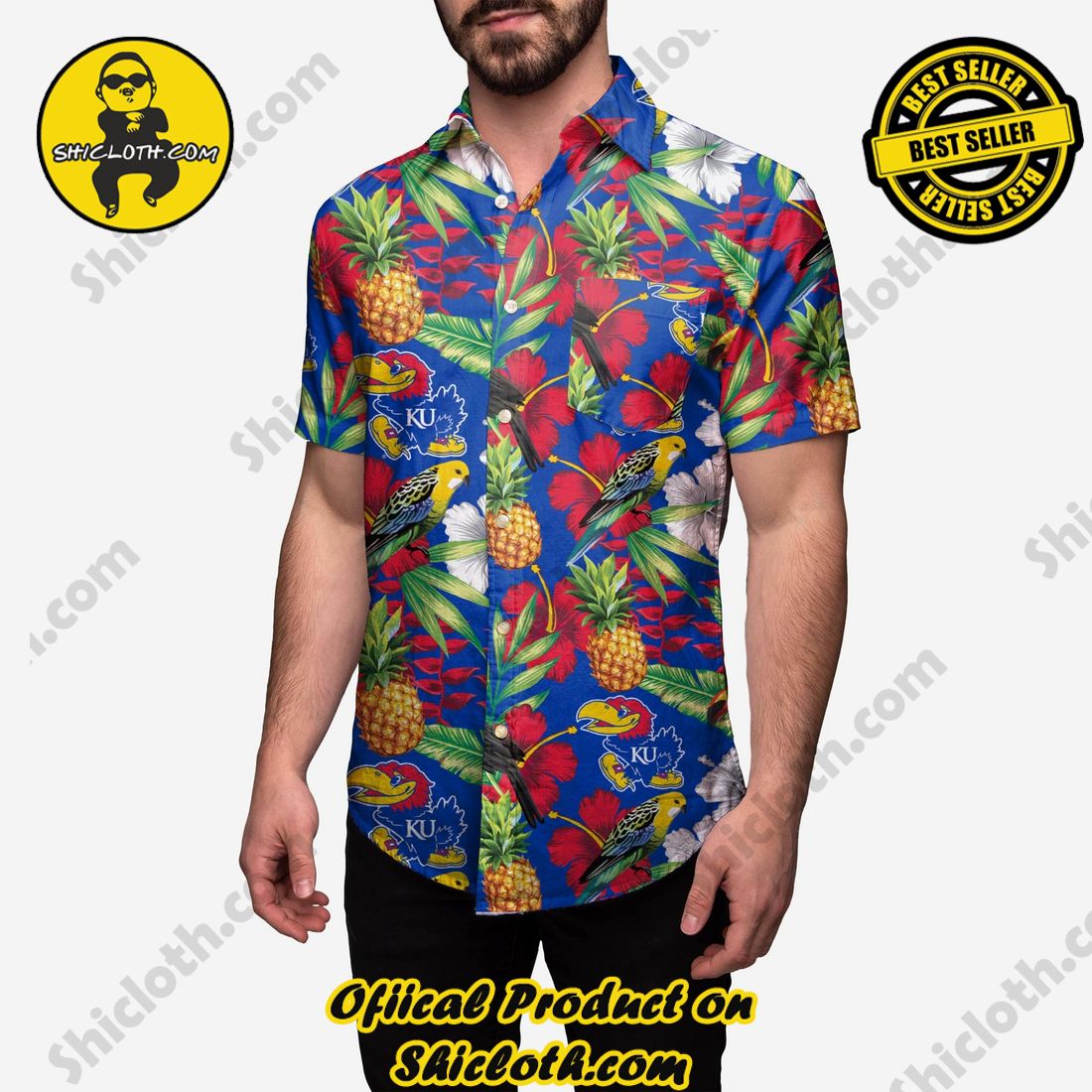 TOP TRENDING Hawaiian Shirt And Short in Shicloth !!! 22 Kansas Jayhawks Floral Button Up Shirt