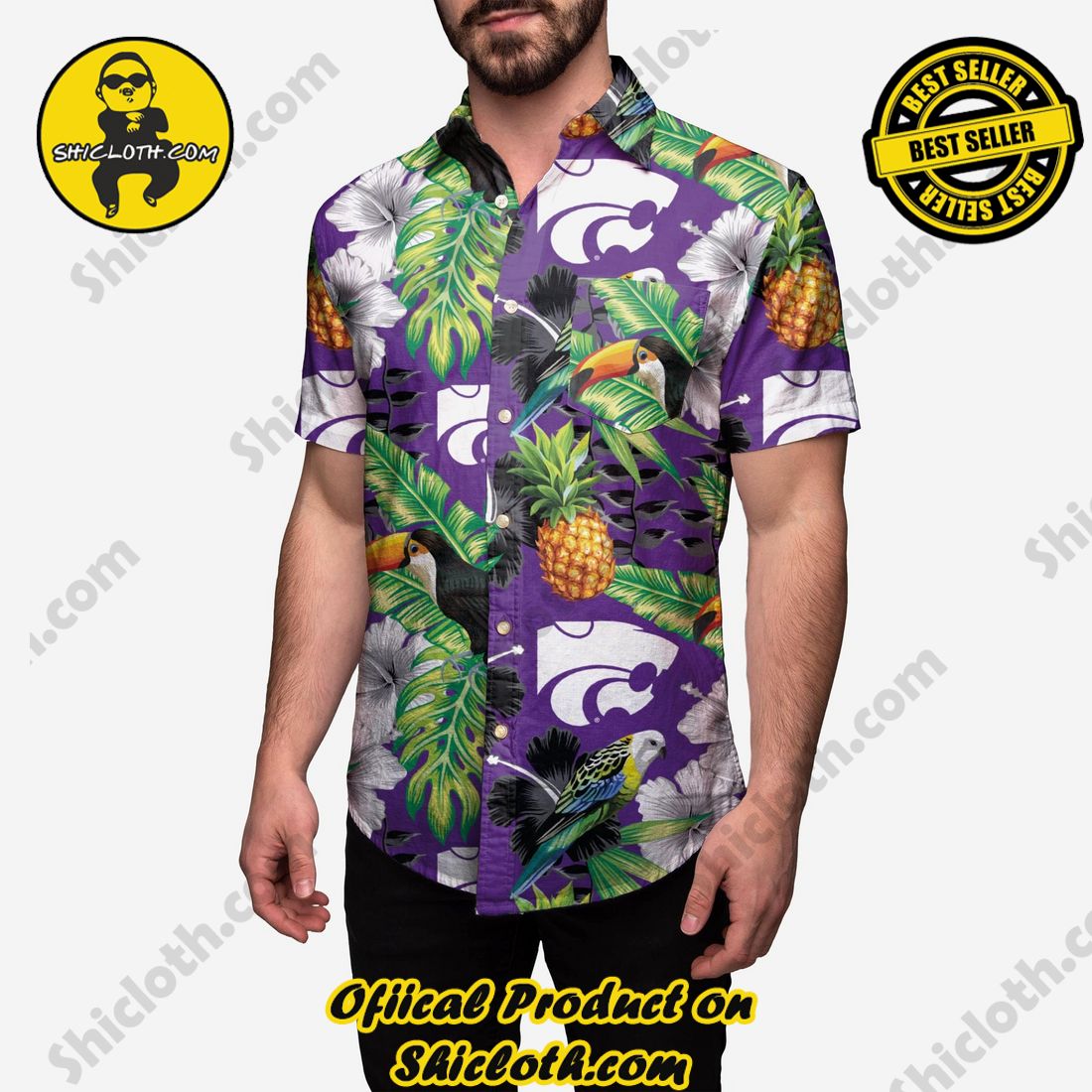 TOP TRENDING Hawaiian Shirt And Short in Shicloth !!! 25 Kansas State Wildcats Floral Button Up Shirt