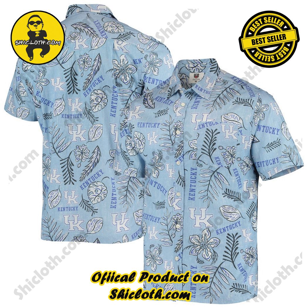 Kentucky Wildcats Light Blue Vintage Floral Button-Up Hawaiian Shirt