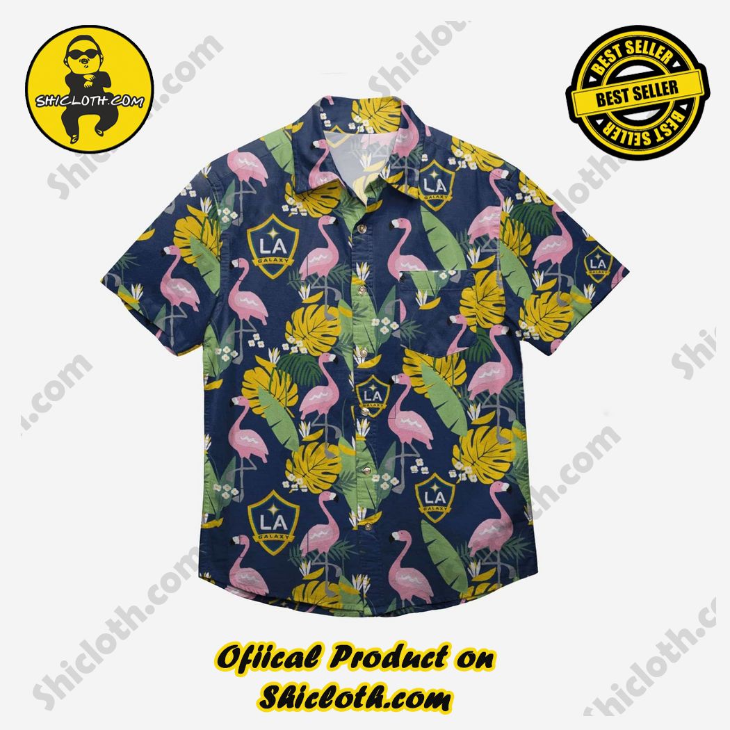 LA Galaxy Floral Button Up Hawaiian Shirt