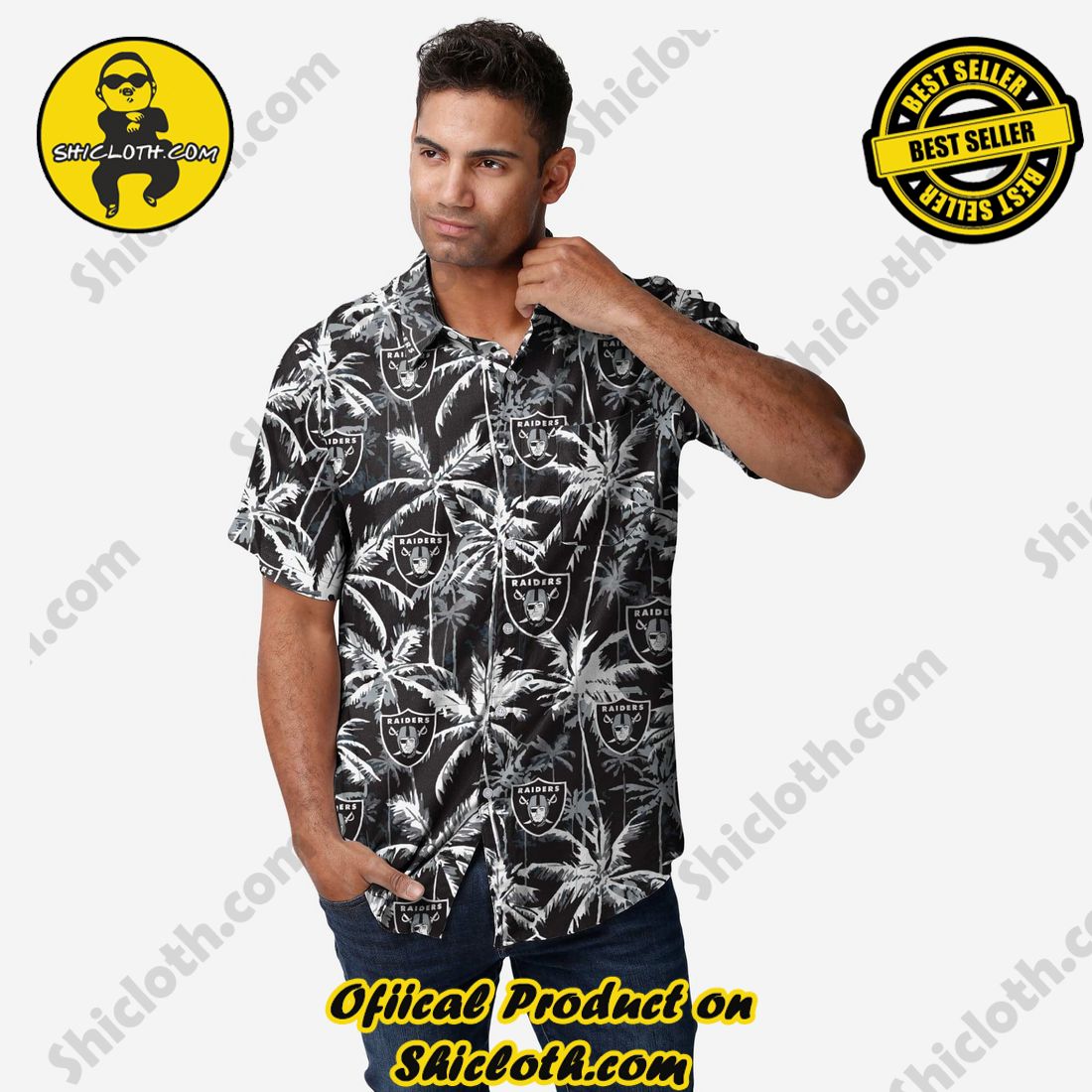 Las Vegas Raiders Black Floral Button Up Shirt