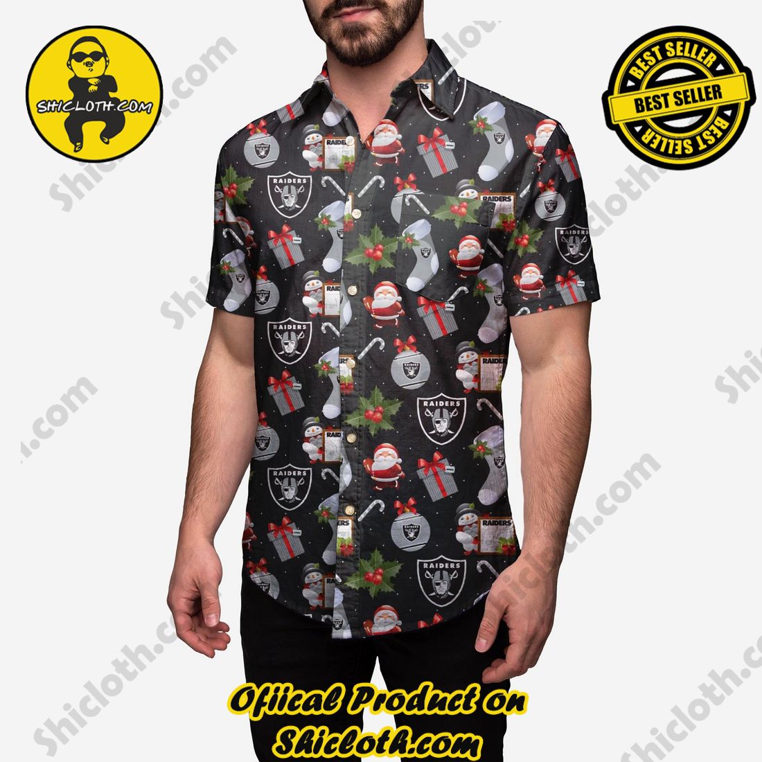 Las Vegas Raiders Christmas Explosion Button Up Shirt