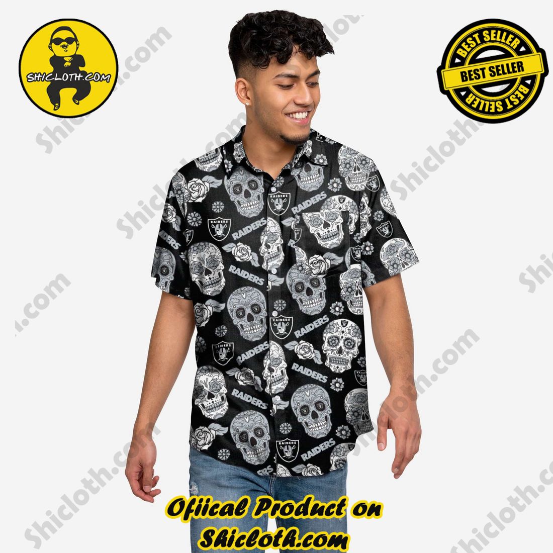 Las Vegas Raiders Day Of The Dead Button Up Shirt