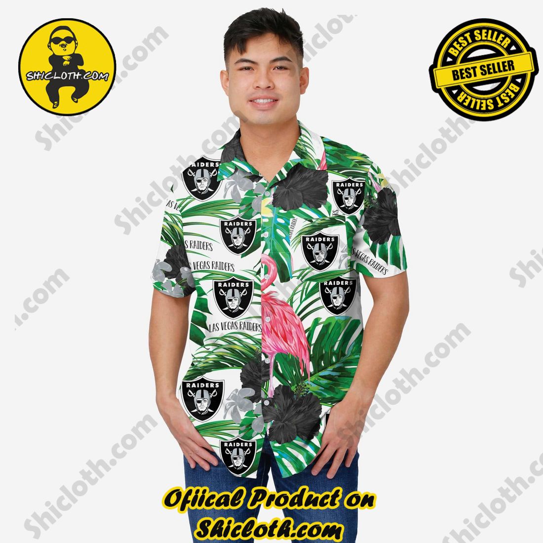 Las Vegas Raiders Flamingo Button Up Shirt