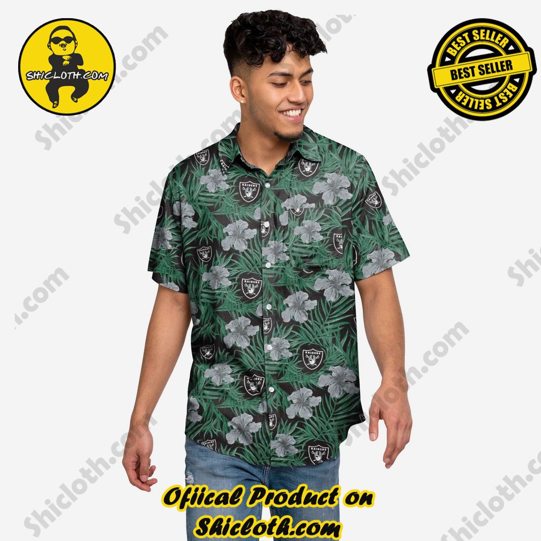 Las Vegas Raiders Hibiscus Button Up Shirt