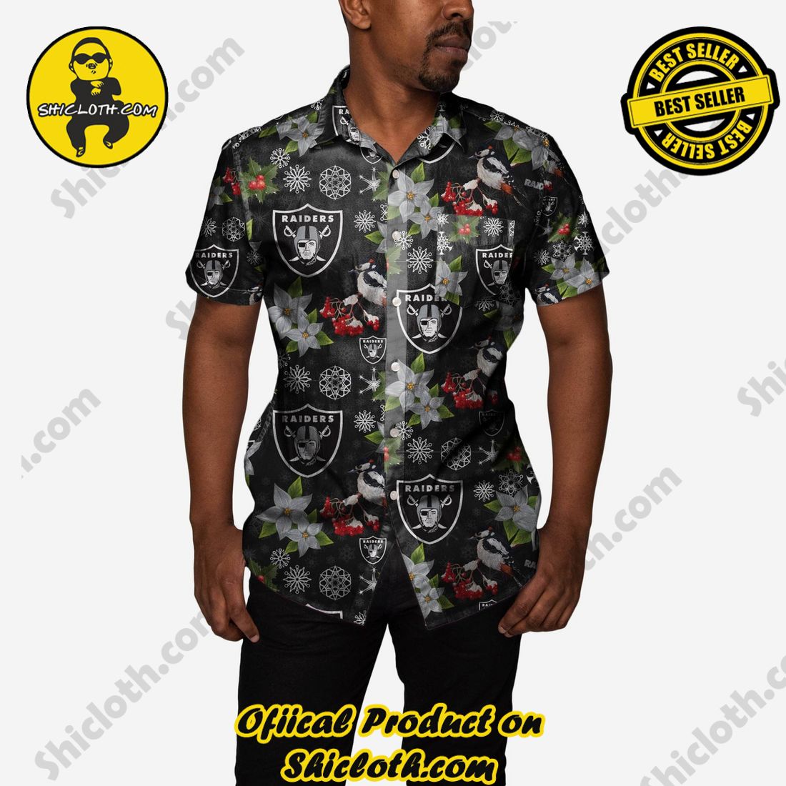 Las Vegas Raiders Mistletoe Button Up Shirt
