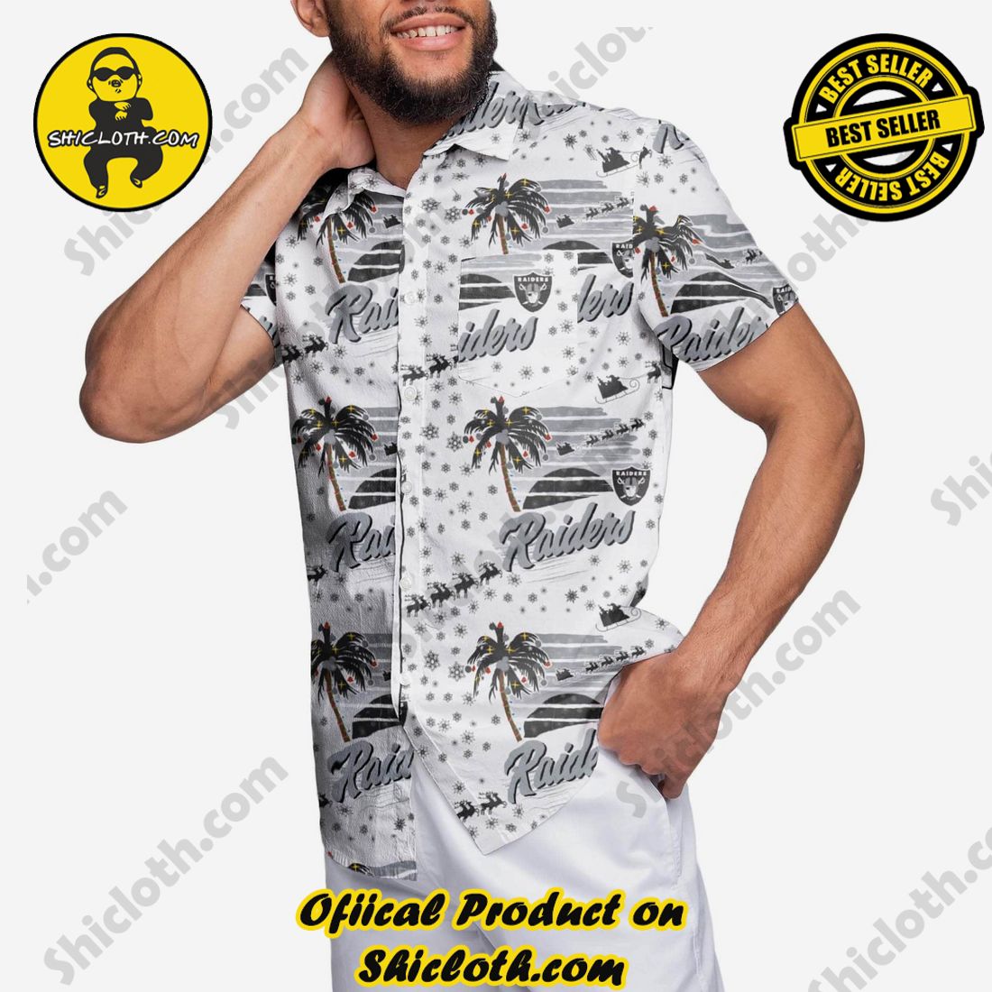 Las Vegas Raiders Winter Tropical Button Up Shirt