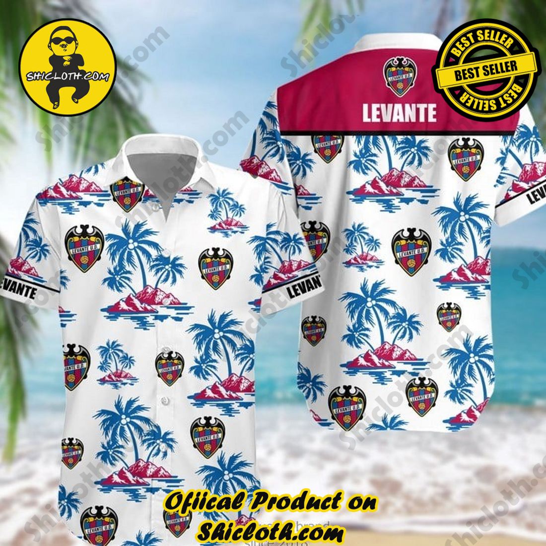 Levante UD Laliga Palm Tree Hawaiian Shirt And Short