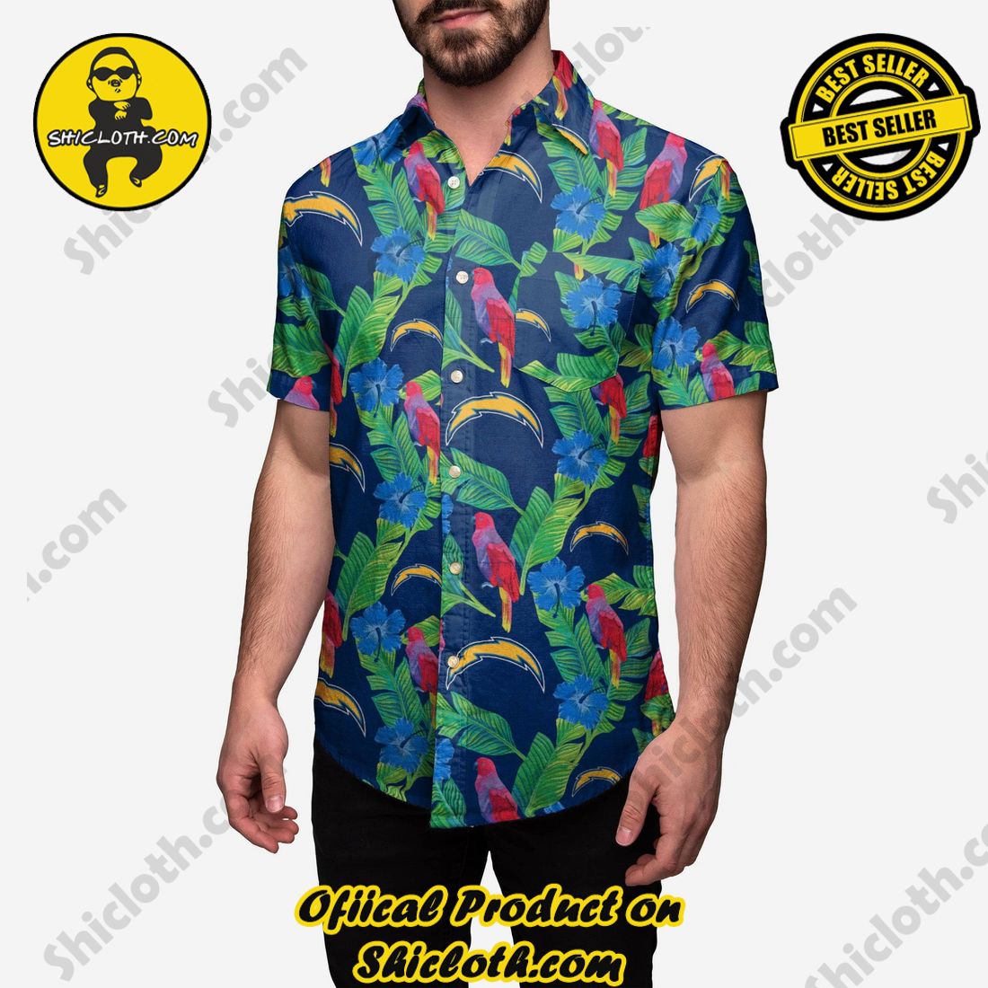 Los Angeles Chargers Floral Button Up Shirt