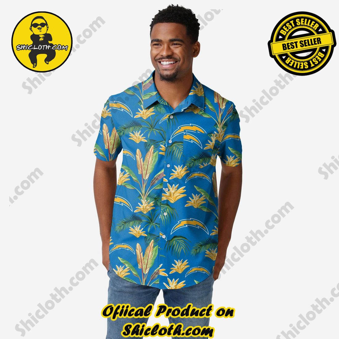 Los Angeles Chargers Victory Vacay Button Up Shirt