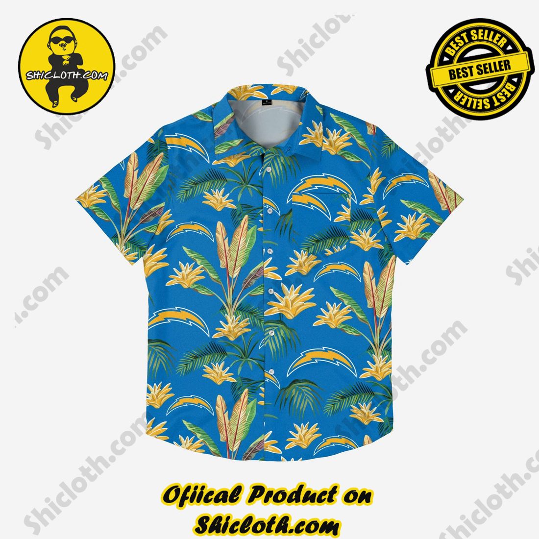Los Angeles Chargers Victory Vacay Button Up Shirt 4 Los Angeles Chargers Victory Vacay Button Up Shirt - Image 4