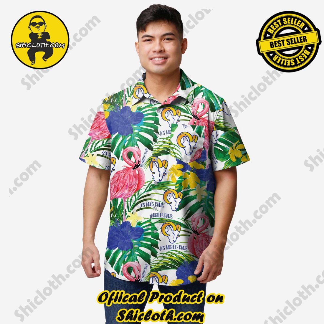 Los Angeles Rams Flamingo Button Up Shirt