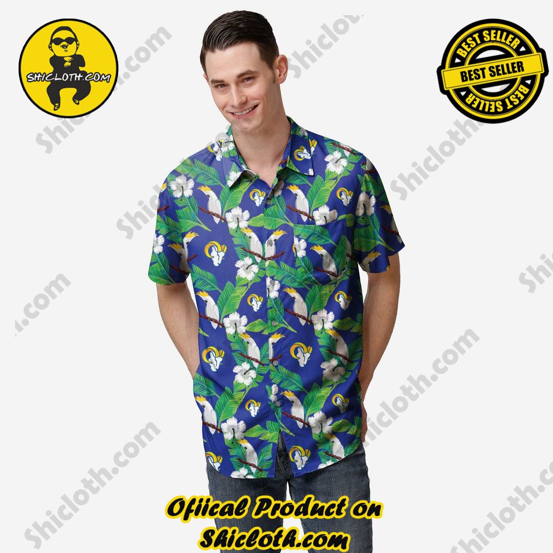 Los Angeles Rams Floral Button Up Shirt