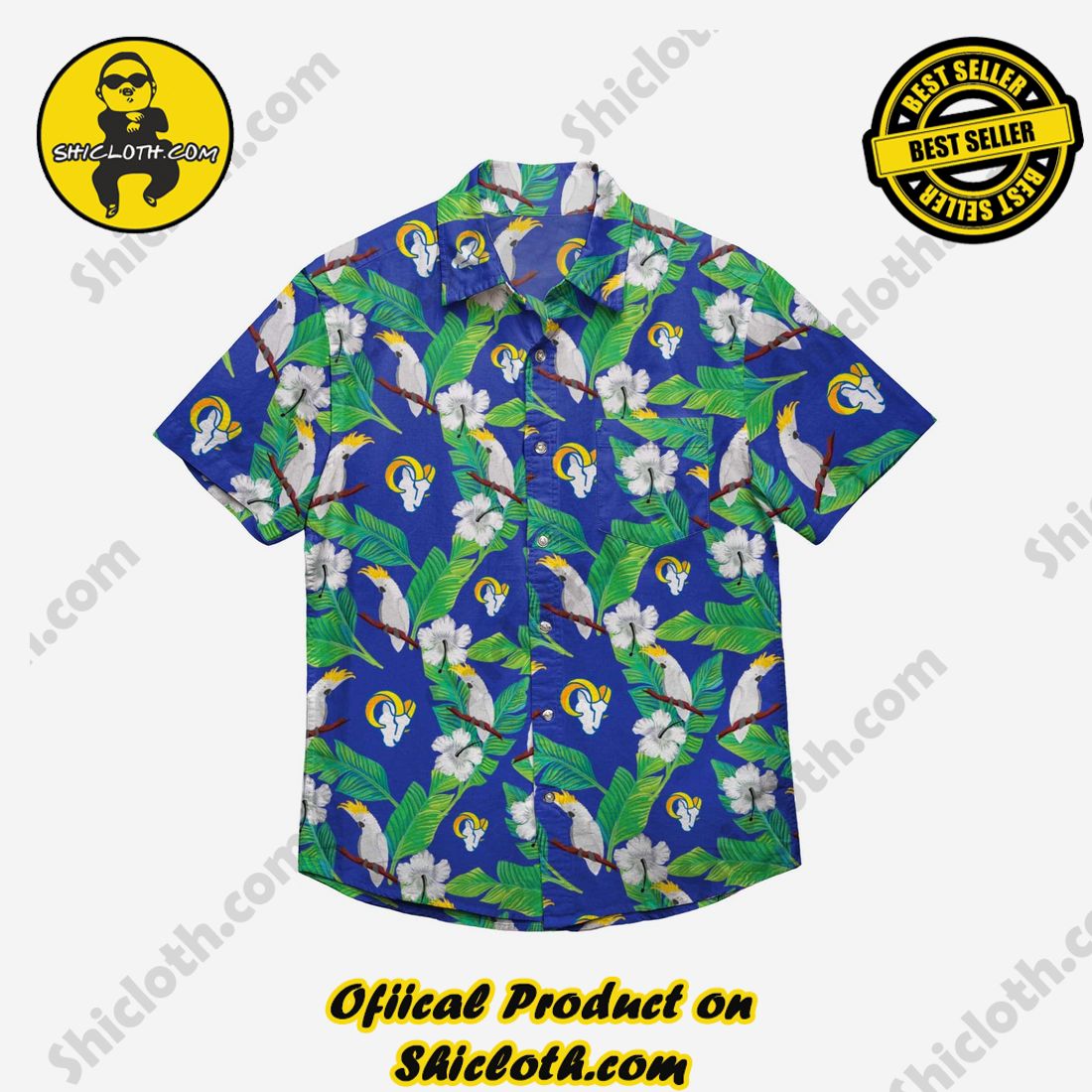 Los Angeles Rams Floral Button Up Shirt 3 Los Angeles Rams Floral Button Up Shirt - Image 3