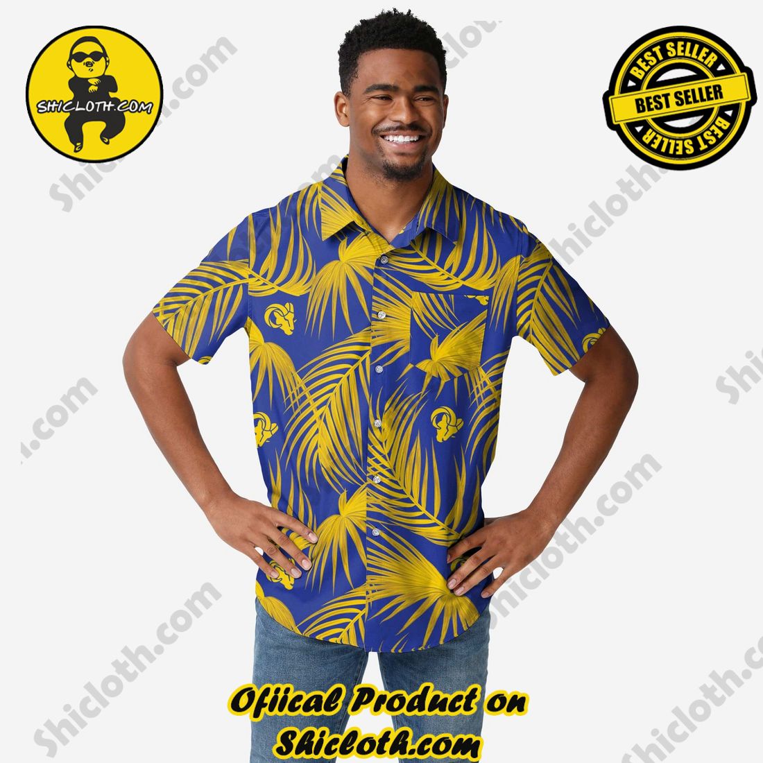 Los Angeles Rams Hawaiian Button Up Shirt