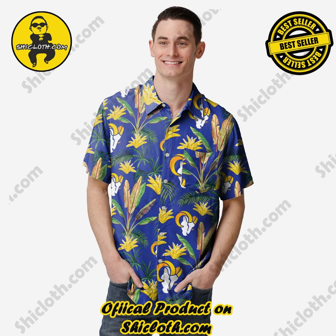 Los Angeles Rams Victory Vacay Button Up Shirt