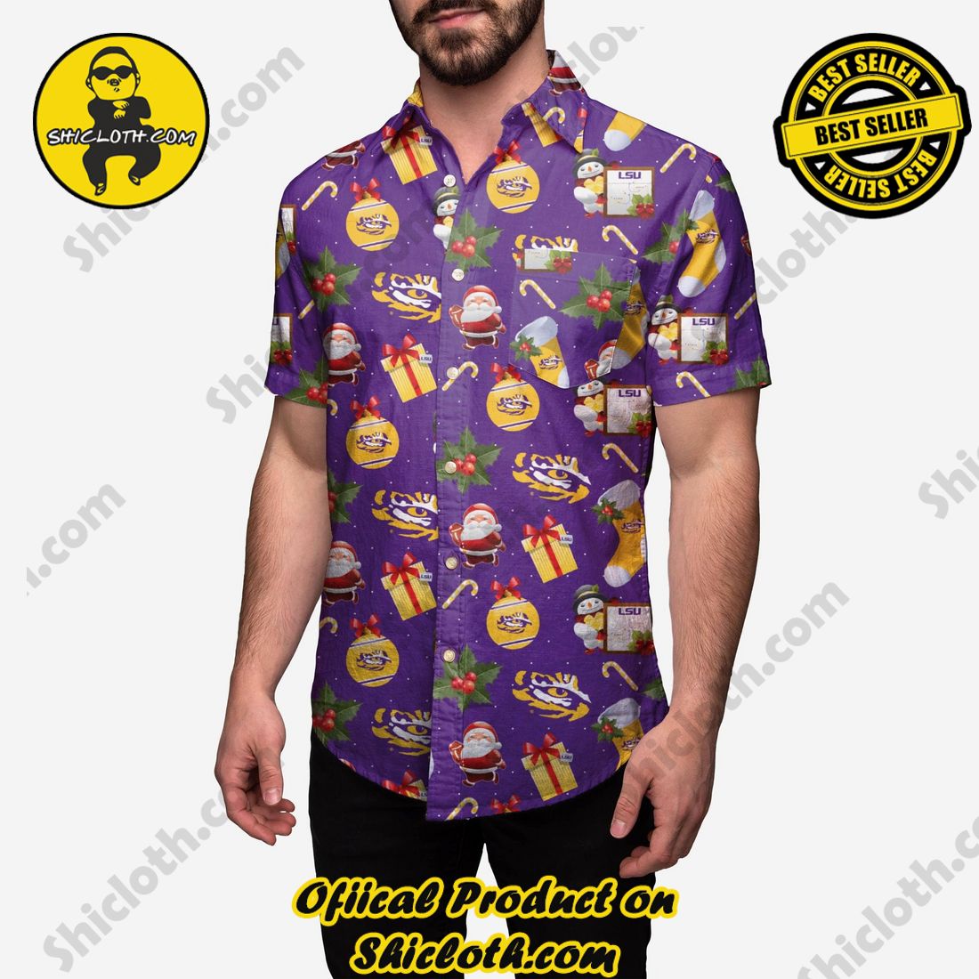 TOP TRENDING Hawaiian Shirt And Short in Shicloth !!! 30 LSU Tigers Christmas Explosion Button Up Shirt