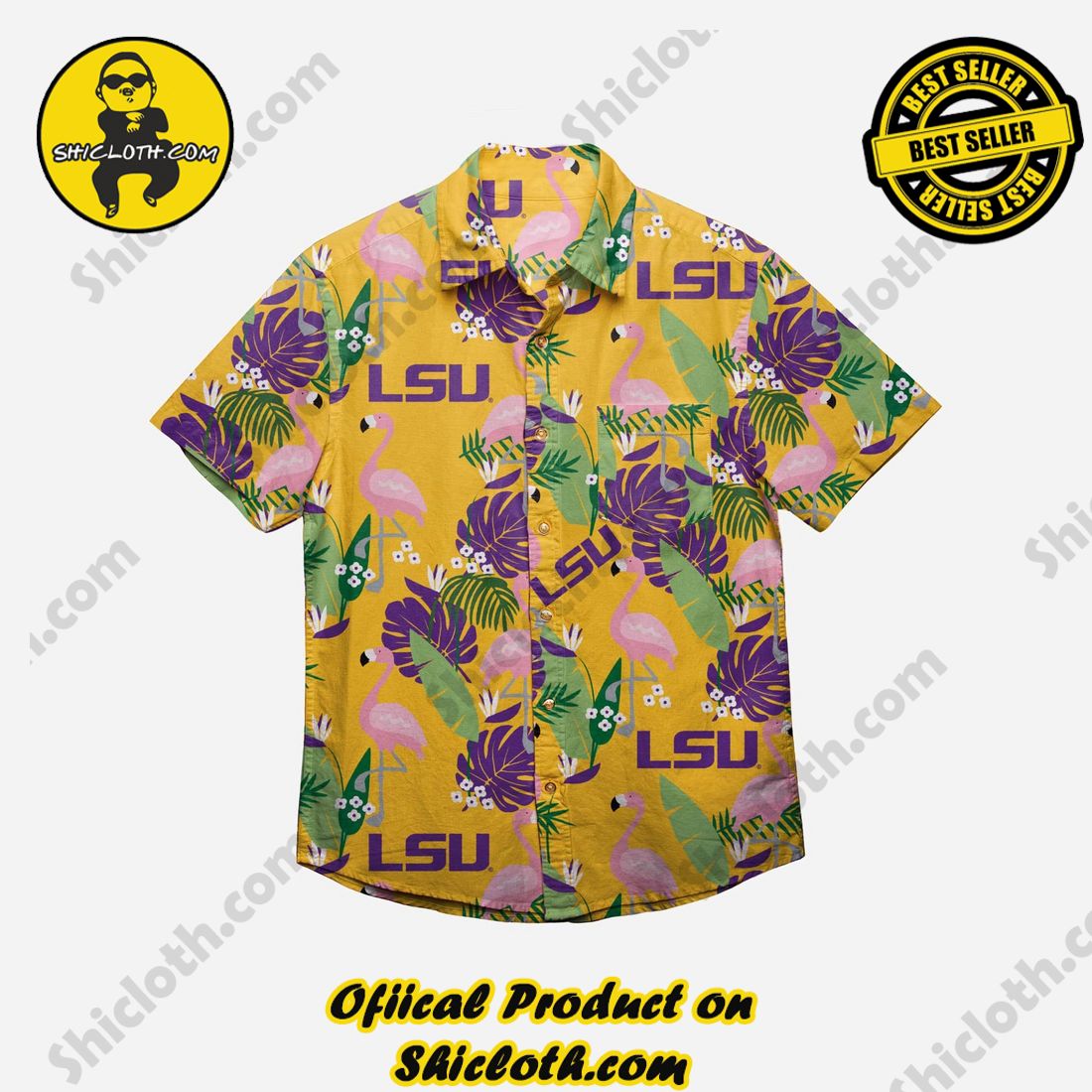 LSU Tigers Floral Button Up Shirt 2 LSU Tigers Floral Button Up Shirt - Image 2