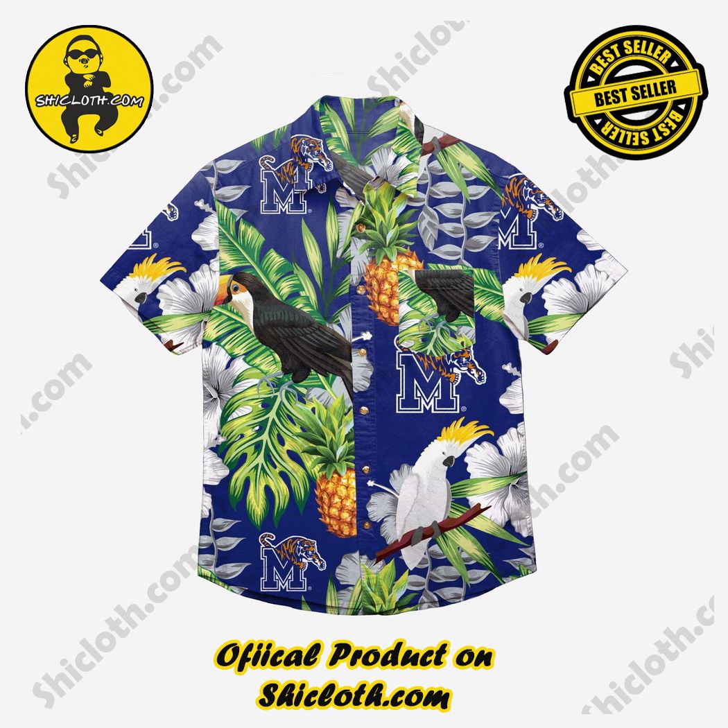Memphis Tigers Floral Button Up Hawaiian Shirt
