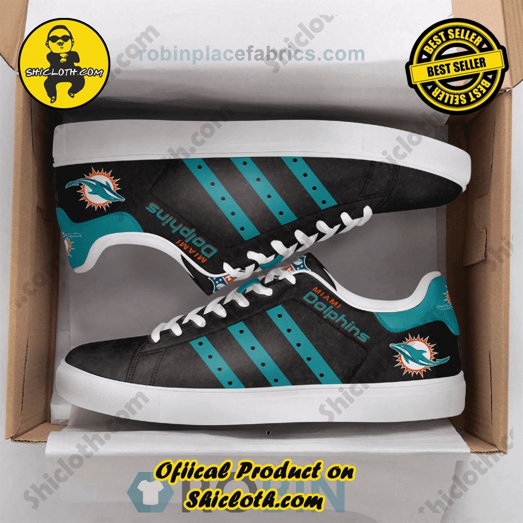 Best Seller Hot Trending Stan Smith Shoes in Shicloth Store.Click here to buy !! 5 Miami Dolphins Black Stan Smith Low Top Shoes