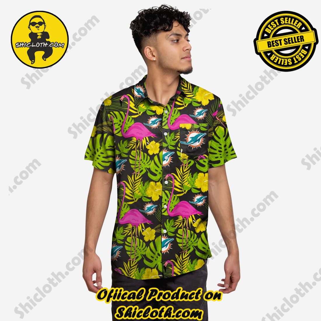 Miami Dolphins Highlights Button Up Shirt