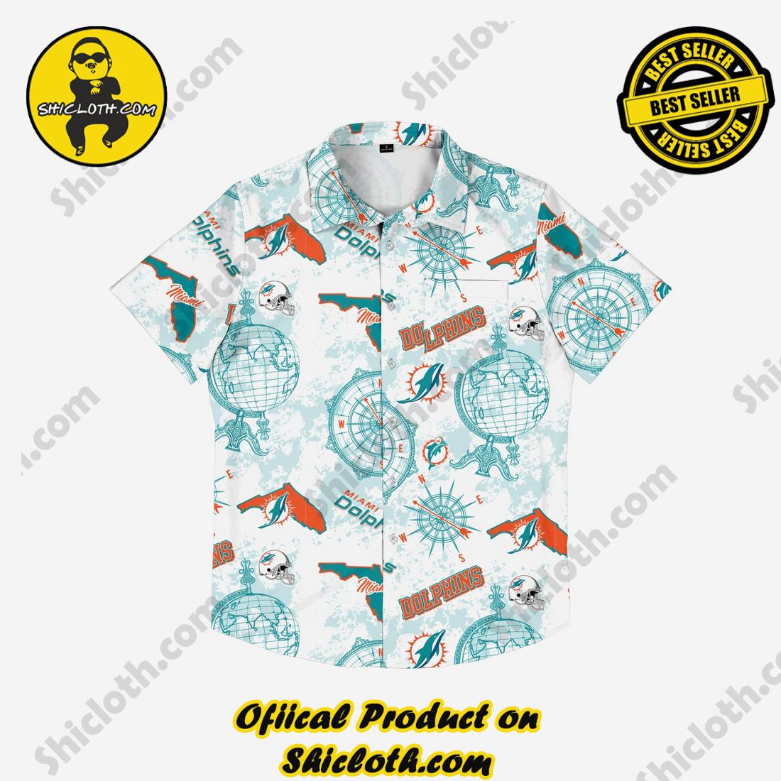 Miami Dolphins Mercader Button Up Shirt 3 Miami Dolphins Mercader Button Up Shirt - Image 3