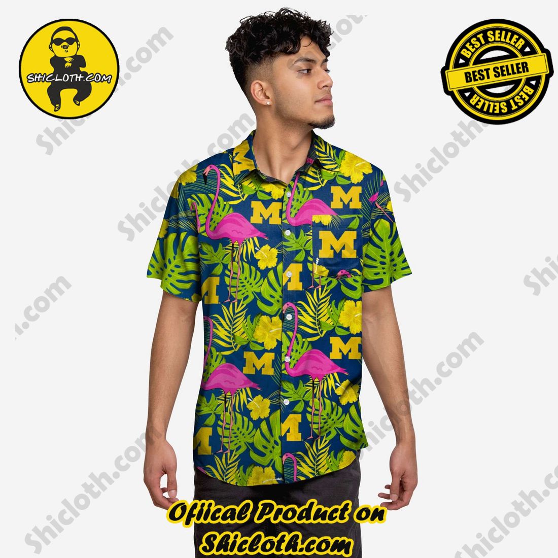 Best Seller Hawaiian Shirt And Short in Shicloth !!! Buy it now 1 Michigan Wolverines Highlights Button Up Shirt