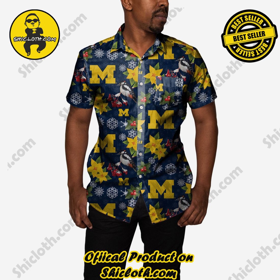 Best Seller Hawaiian Shirt And Short in Shicloth !!! Buy it now 2 Michigan Wolverines Mistletoe Button Up Shirt