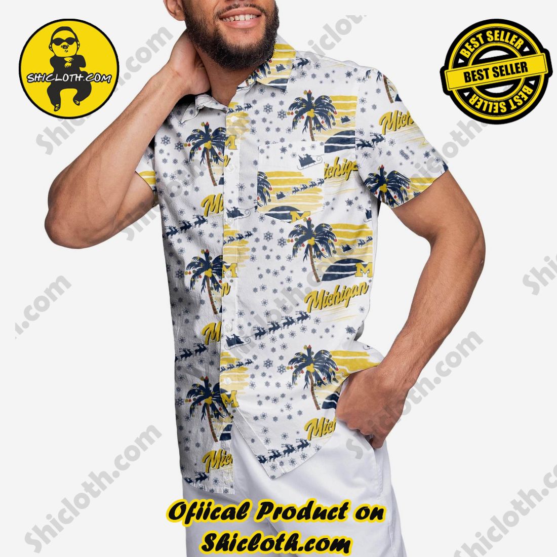 Best Seller Hawaiian Shirt And Short in Shicloth !!! Buy it now 6 Michigan Wolverines Winter Tropical Button Up Shirt