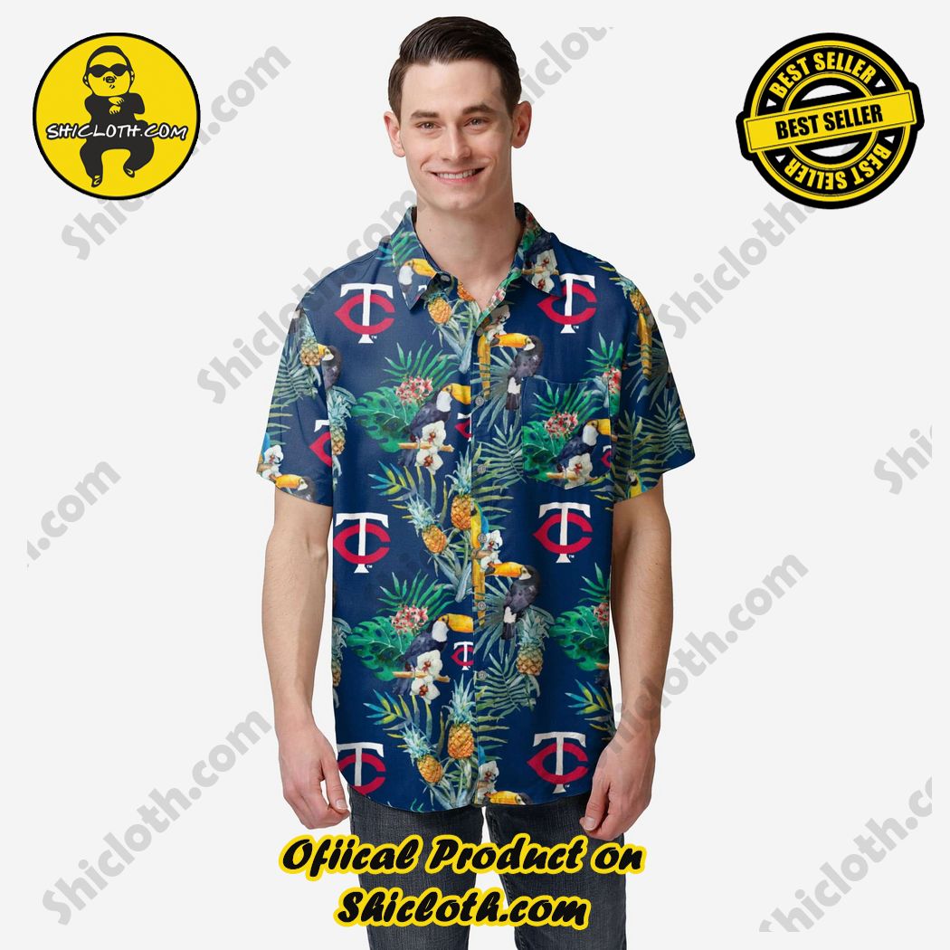 Minnesota Twins Floral Button Up Hawaiian Shirt