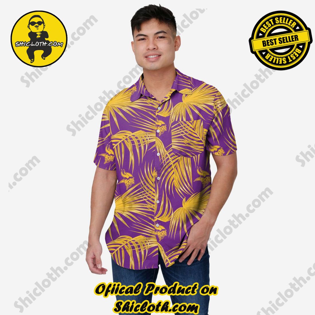NEW Hawaiian Shirt And Short in Shicloth 9 Minnesota Vikings Hawaiian Button Up Shirt