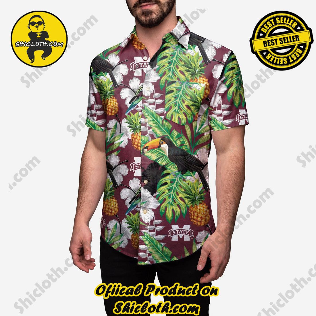 Best Seller Hawaiian Shirt And Short in Shicloth !!! Buy it now 8 Mississippi State Bulldogs Floral Button Up Shirt