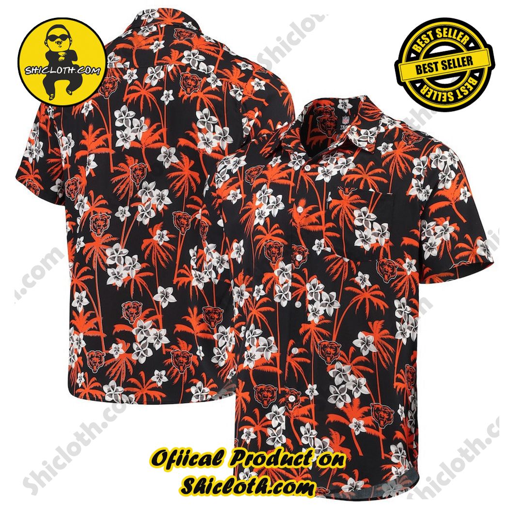 Navy Chicago Bears Floral Woven Button-Up Hawaiian Shirt