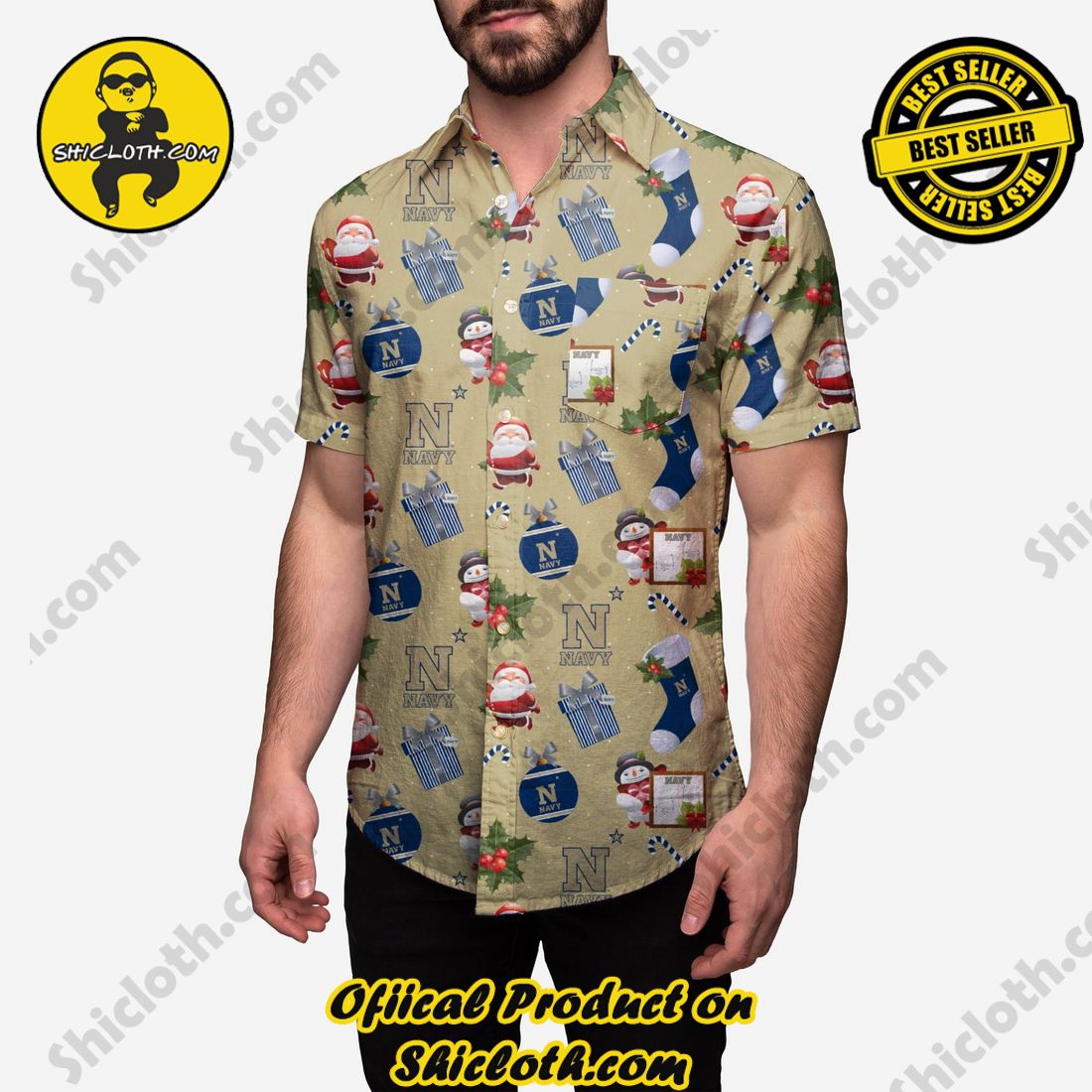 Best Seller Hawaiian Shirt And Short in Shicloth !!! Buy it now 10 Navy Midshipmen Christmas Explosion Button Up Shirt