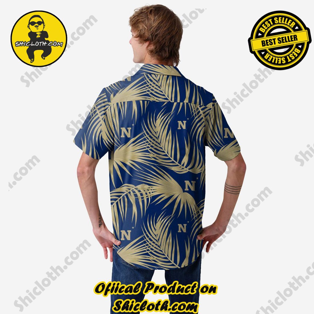 Navy Midshipmen Hawaiian Button Up Shirt 2 Navy Midshipmen Hawaiian Button Up Shirt - Image 2