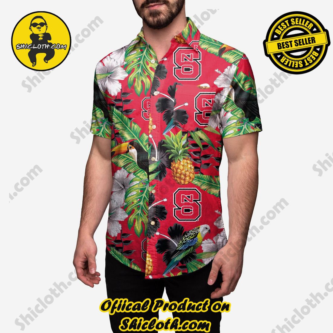 Best Seller Hawaiian Shirt And Short in Shicloth !!! Buy it now 16 NC State Wolfpack Floral Button Up Shirt